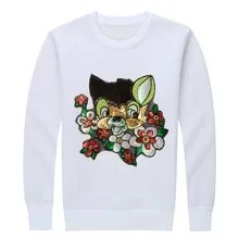 2016 New yellow lip Embroidery deer FLOWER Sequins gray velvet Sweatshirt Hoody Long Tops Outerwear women top big size S-XXXL