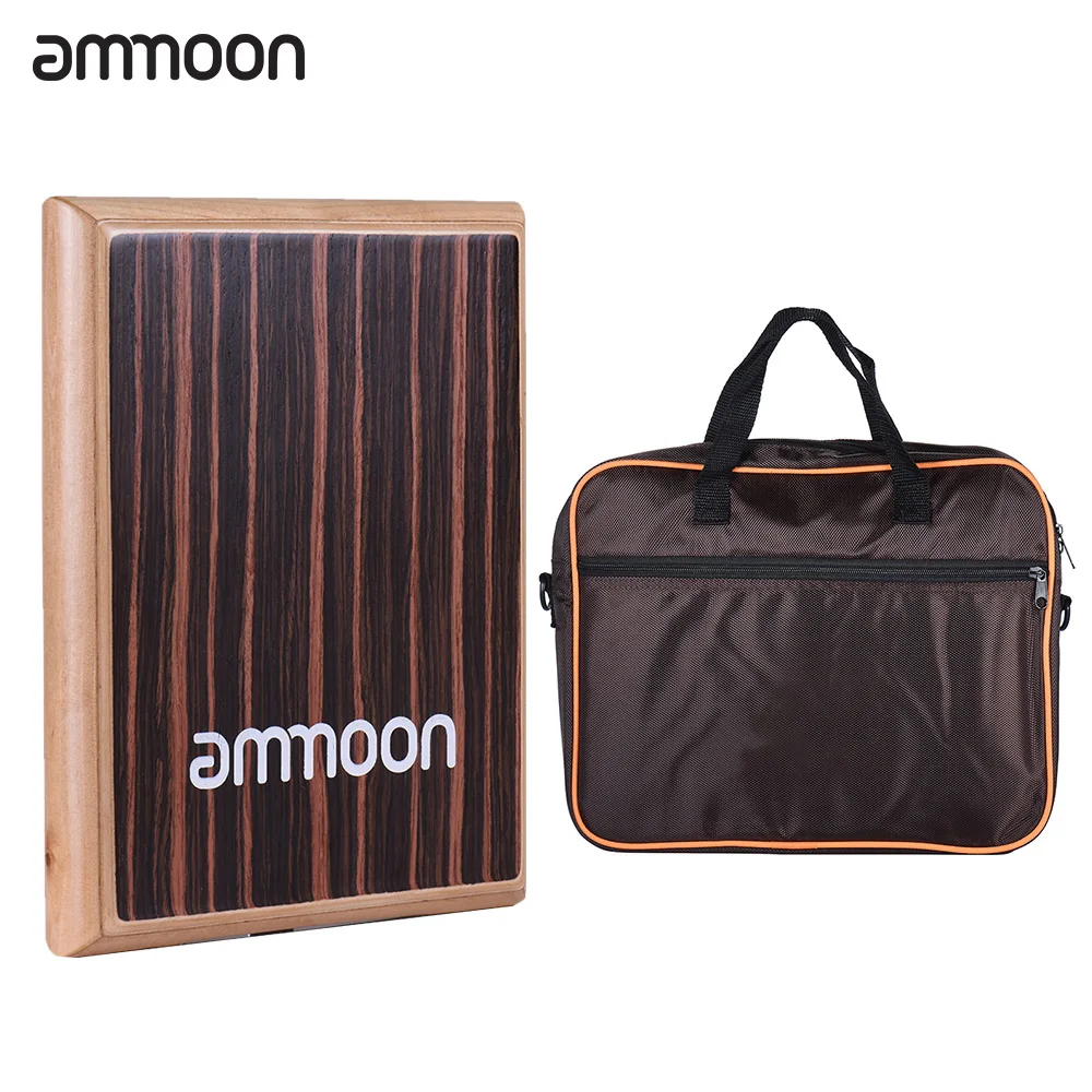 ammoon Compact Travel Box Drum Cajon Flat Hand Drum Percussion