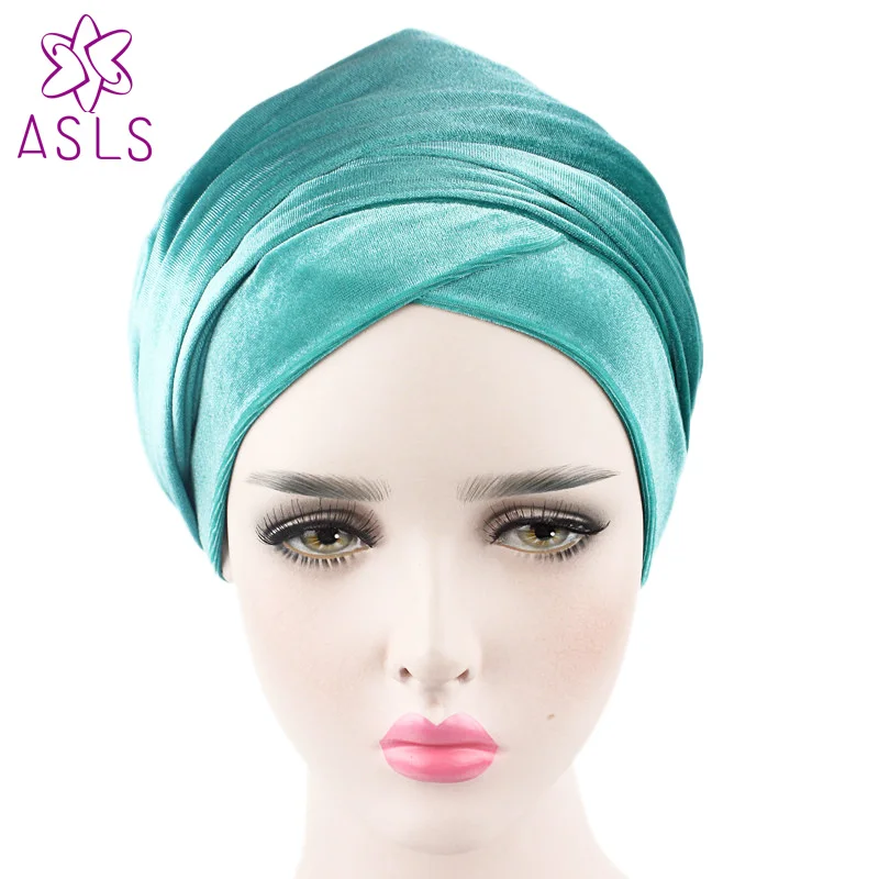 DHL, модный цельный тюрбан, очень длинный мягкий бархатный тюрбан, головной убор, хиджаб, шапка, головной шарф, разные цвета
