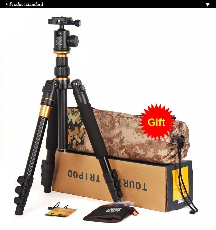 

Professional Photographic Portable Tripod QZSD-570 Monopod & Ball Head For Digital SLR DSLR Camera/ Travel Compact Camera Stand