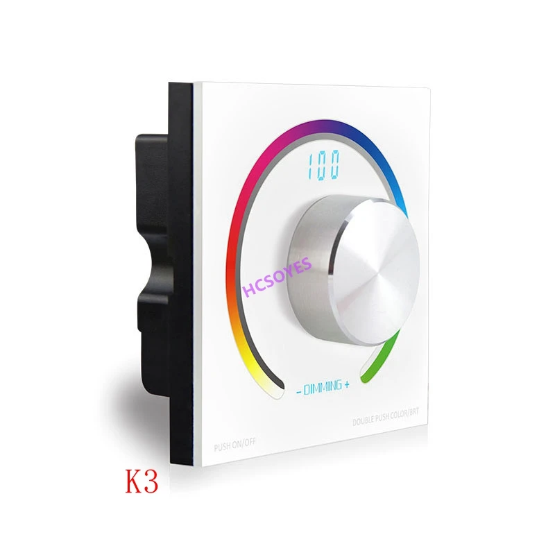 BC K3 and T3 /K3 LED Switch knob Wall-mounted led RGB Rotary Dimmer controller& Wireless Remote for led stirp light,DC12V-24V