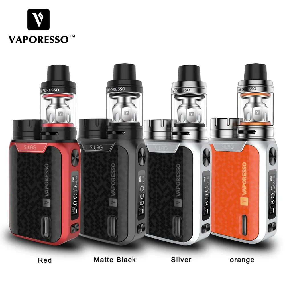 Original Vaporesso SWAG Kit 80W SWAG Box Mod with NRG SE Tank (3.5ml)/Mini (2ml) Tank E-Cigarettes Vape Kit No 18650 Battery Original Vaporesso SWAG Kit 80W SWAG Box Mod with NRG SE Tank (3.5ml)/Mini (2ml) Tank E-Cigarettes Vape Kit No 18650 Battery