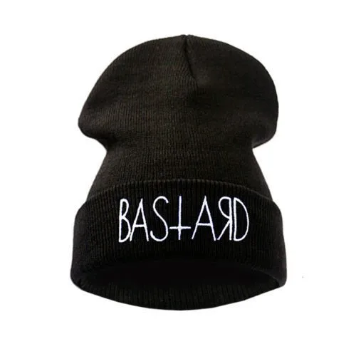 

Fall and Winter Men and Women's BASTARD Embroidery Knitted Wool Warm Elastic Beanies Hat Hip-Hop Skullies Ski Cap RX076