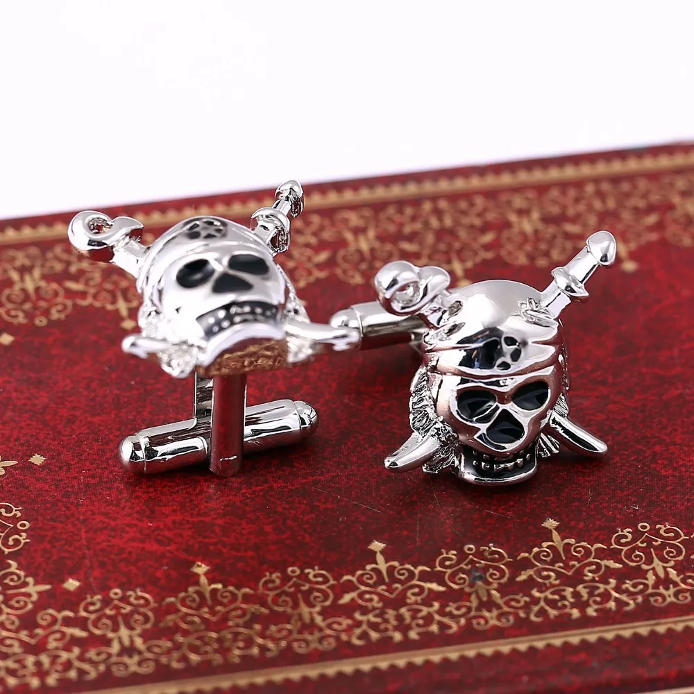 

Mengtuyi Jewelry Cuff Links Punk Pirates Of The Caribbean Skeleton Cufflinks For Men Shirt Buttons Business Accessory