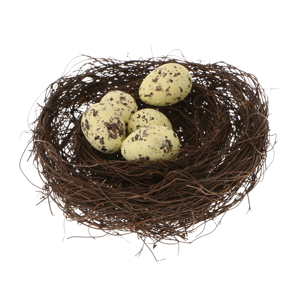 5/10/20pcs Artificial Bird Eggs Fake Foam Speckled Nest Eggs Halloween Woodland Artificial Bird &Nest &Egg Home Decorative