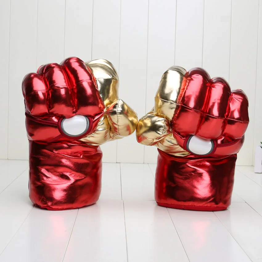 1" Marvel Avenegers Невероятный Халк разбивают руки или человек паук плюшевые перчатки для выступлений реквизит игрушки набор из 2 шт - Цвет: ironman