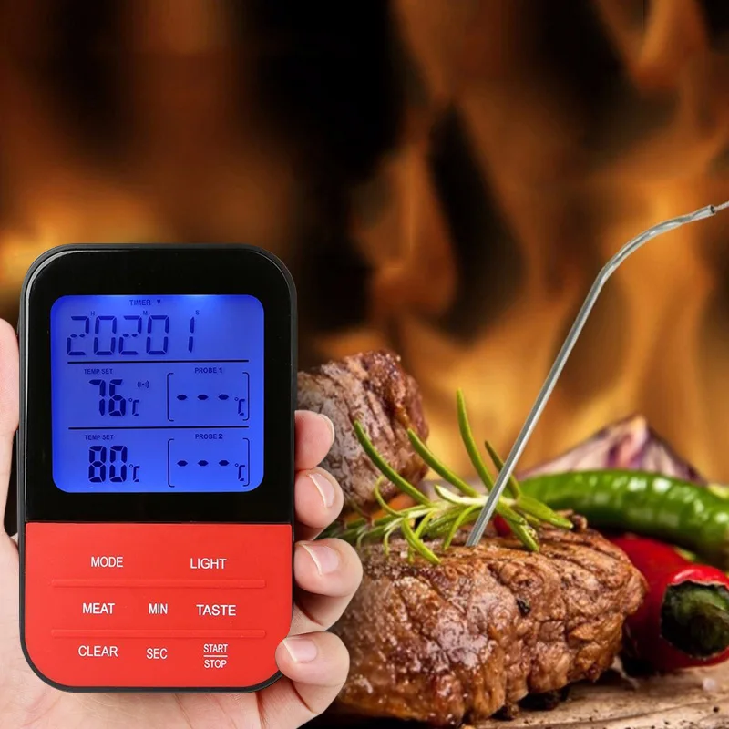 Беспроводной водонепроницаемый термометр для барбекю, цифровой термометр для приготовления мяса, еды, духовки, термометр для гриля с функцией таймера-30