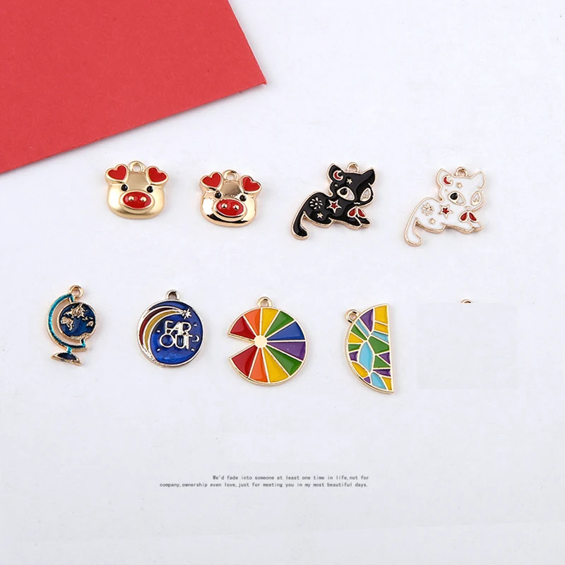 

20pcs/lot lovely pig Paint tray pendant alloy cat enamel charm DIY accessories of necklace bracelet headdress earring finding