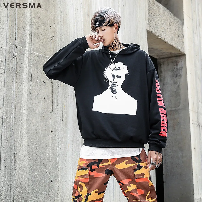 VERSMA 2017 High Street Hip Hop Justin Bieber Purpose Tour Hoodie Sweatshirt Men Harajuku Hooded Loose Oversized Hoodies Men 5XL
