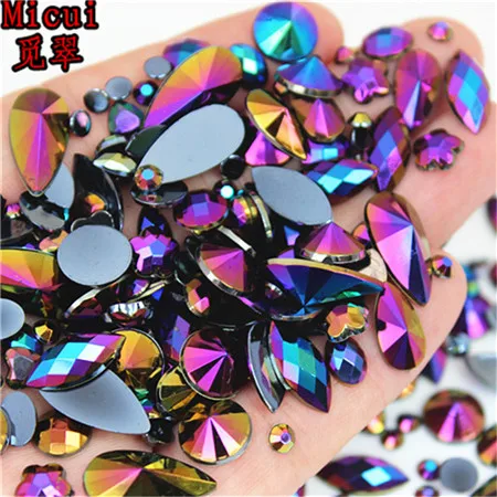 18g About 300pcs Mixed Shape Sizes AB Acrylic Rhinestones 3D Nail Art Rhinestones Non Hotfix Flatback Stones Decorations MC4000 