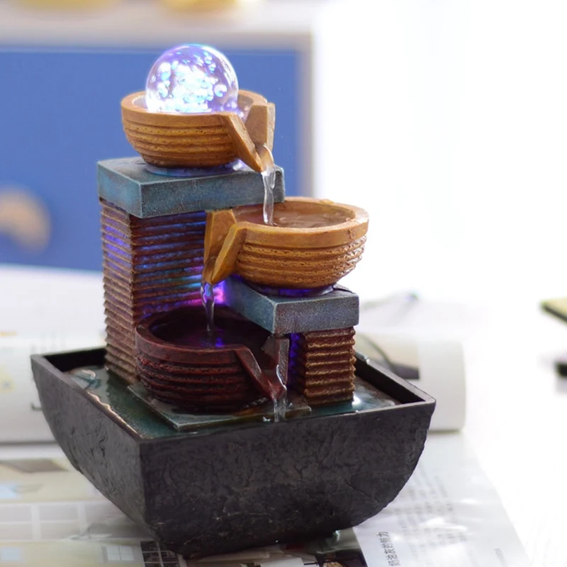 

small fountain water waterscape indoor ornament desk creative decoration decoration Feng Shui round personality