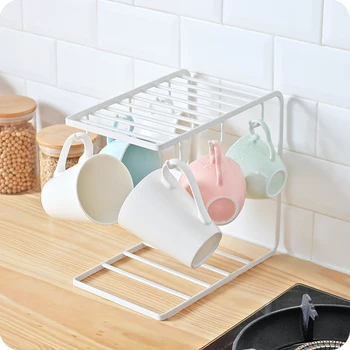 

Iron Storage Rack Paint Spraying Hanger Shelf Kitchen Storage Organizer Coffee Cups Mugs Rack Cup Holder