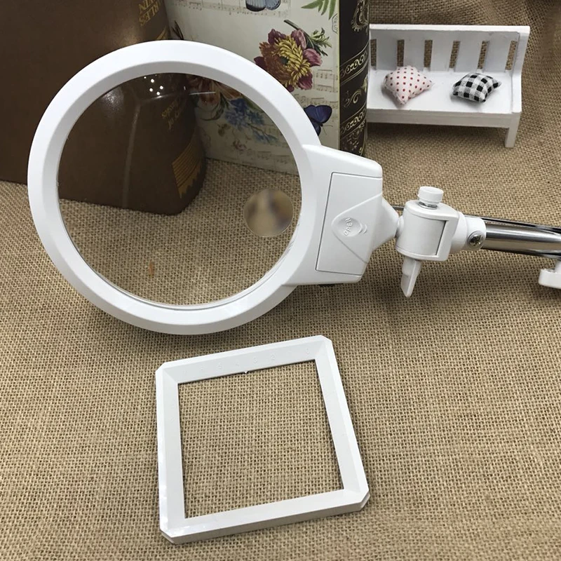 2X 6X настольная Лупа с вышивкой подставка для чтения увеличительное лупа очки с подсветкой 2 светодиодный