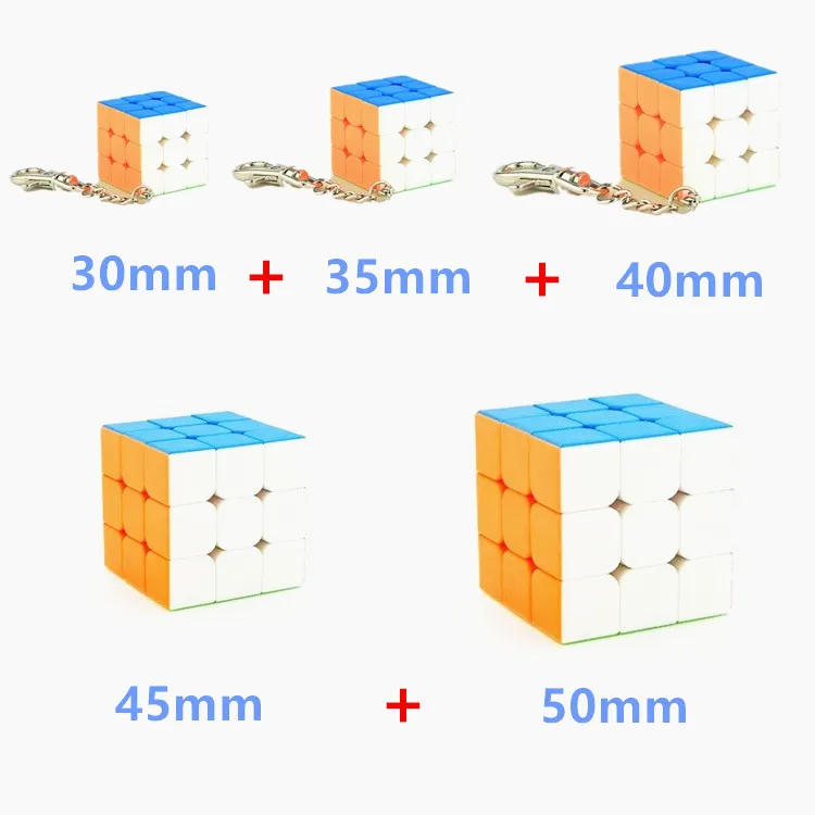 Mofangjiaoshi 3x3x3 мини Кубик без наклеек небольшой головоломка на скорость 3 см 30 35, 40 45 50 56 мм кубики, игрушки на цепочке для ключей для детей для ношения в руке - Цвет: Full mini