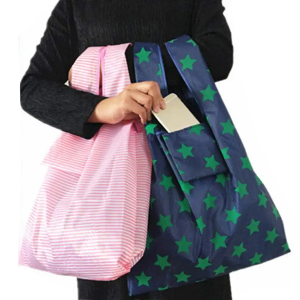 6PCS Reusable Shopping Bag Nylon Grocery Pouch Supermarket Folding Foldable Environmentally Friendly Bags For Shopper Storage