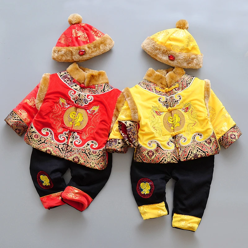 

HI BLOOM 2018 New Year 2 Color Children Winter Tang Suits for 0-24 Months Exquisite Embroidery Cotton Chinese Style Clothing