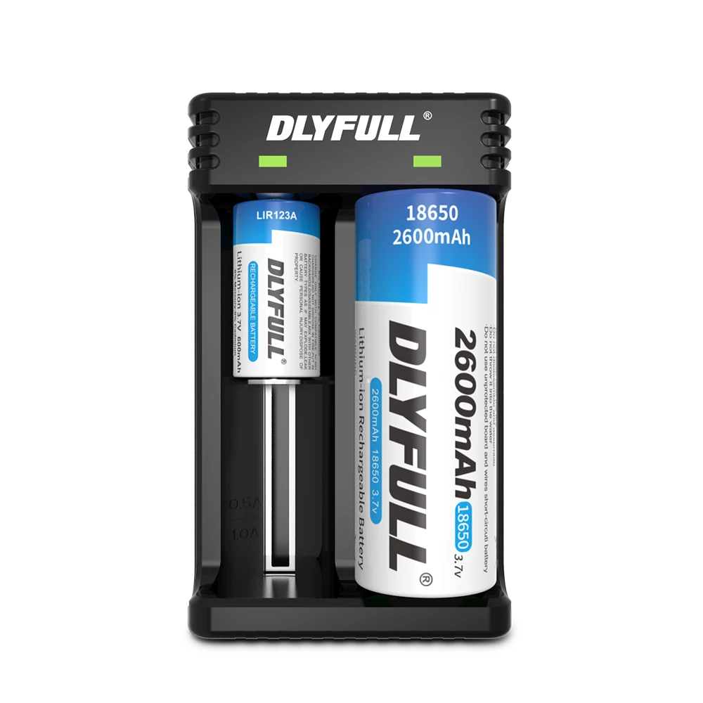 Зарядное устройство Dlyfull с 2 отсеками USB для аккумуляторов 18650 26650 22650 21700 rcr123a 18350 10440