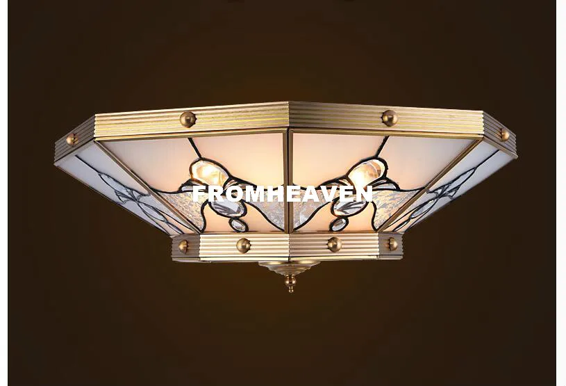 Скандинавский стиль D50cm H23cm, Европейский стиль, для спальни, кабинета, балкона, потолочный светильник, Простой Круглый бронзовый потолочный светильник - Цвет корпуса: D60cm H23cm