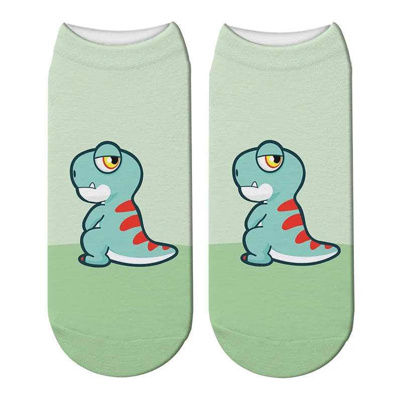 Харадзюку 3D принт динозавр мультфильм носки для женщин милый Юрский тираннозавр рекс милые короткие носки забавная Новинка унисекс носки