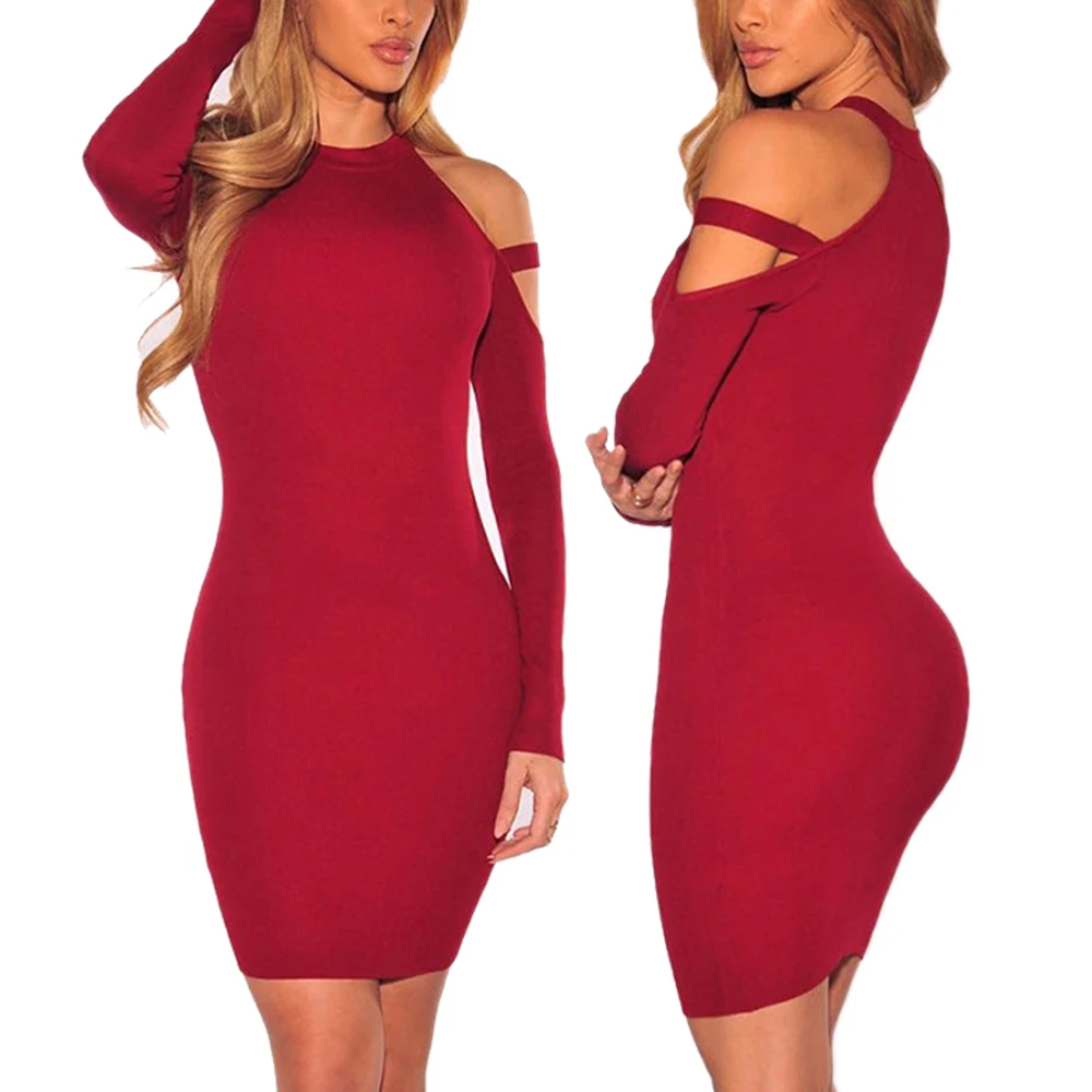 Women Shiny Bodycon Dress Ladies Sexy Off Shoulders Strapless Tights ...