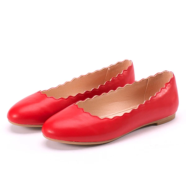 Qianruiti sapato feminino; женские лоферы без шнуровки с закругленным носком; повседневная обувь; женские балетки на плоской подошве; Цвет черный, белый, красный, фиолетовый, розовый - Цвет: red leather
