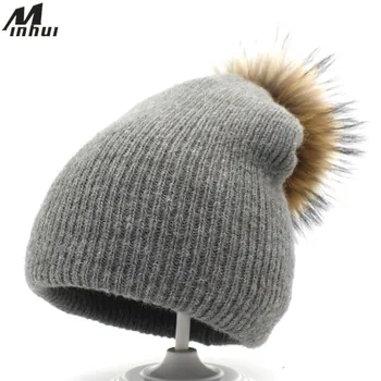 

Minhui 2018 New Multi-function Hat Women Winter Beanies Fur Pompom Hat Girls Scarfs Wrap Scarves for Children