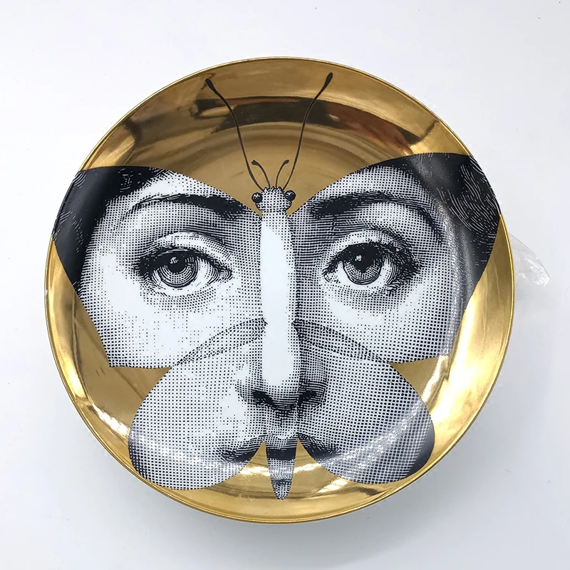 New 8 inch Golden Fornasetti Plates Home Decoration Christmas