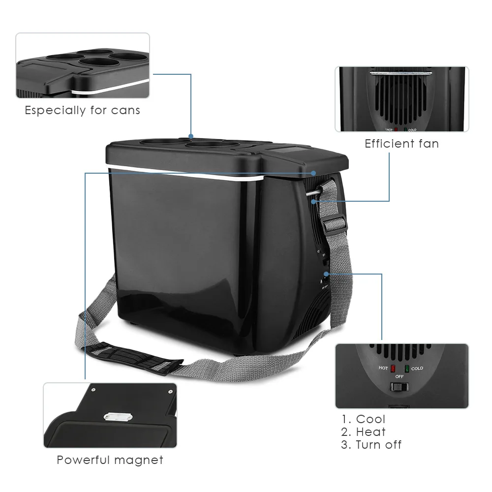 Автомобильный холодильник 6л морозильная камера два типа Электрический охладитель нагреватель для Путешествий, Походов, Кемпинга, наружного двойного использования, автомобильный холодильник