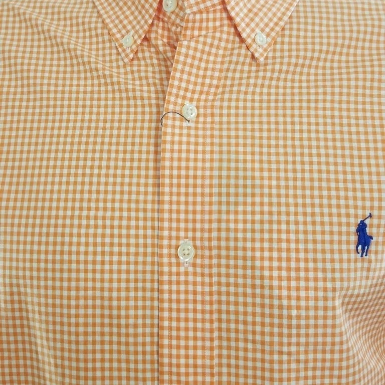 RALPH LAUREN MEN'S ORANGE GINGHAM SPORT SHIRT COTTON SZ XL NWT $90 (1)