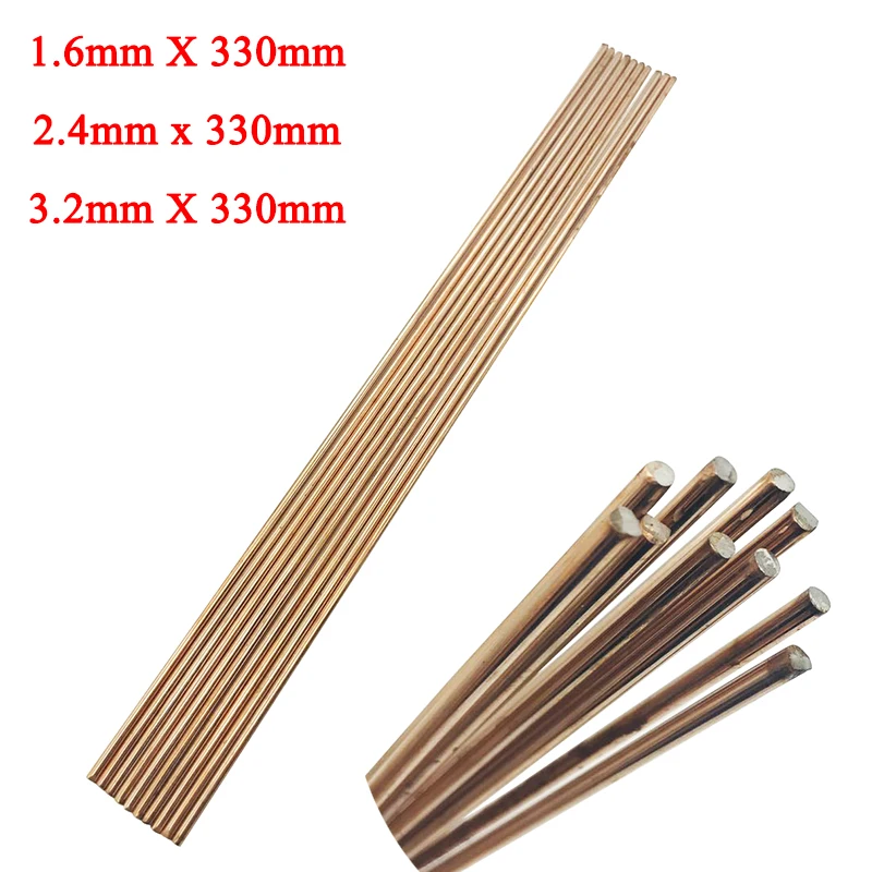 

10pcs 1.6/2.4/3.2mm*330mm Red Copper Welding Brazing Wire Solder TIG Filler Rod A18 Steel Mild Steel