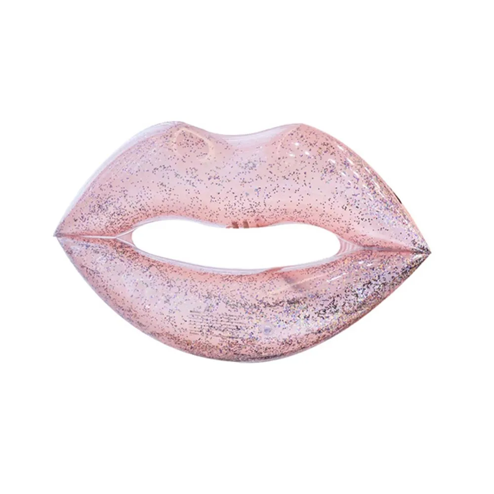

NEW Inflatable Sequin Lips Swimming Ring Circle Pink PVC Beach Pool Floating Bed Adults Party Toys