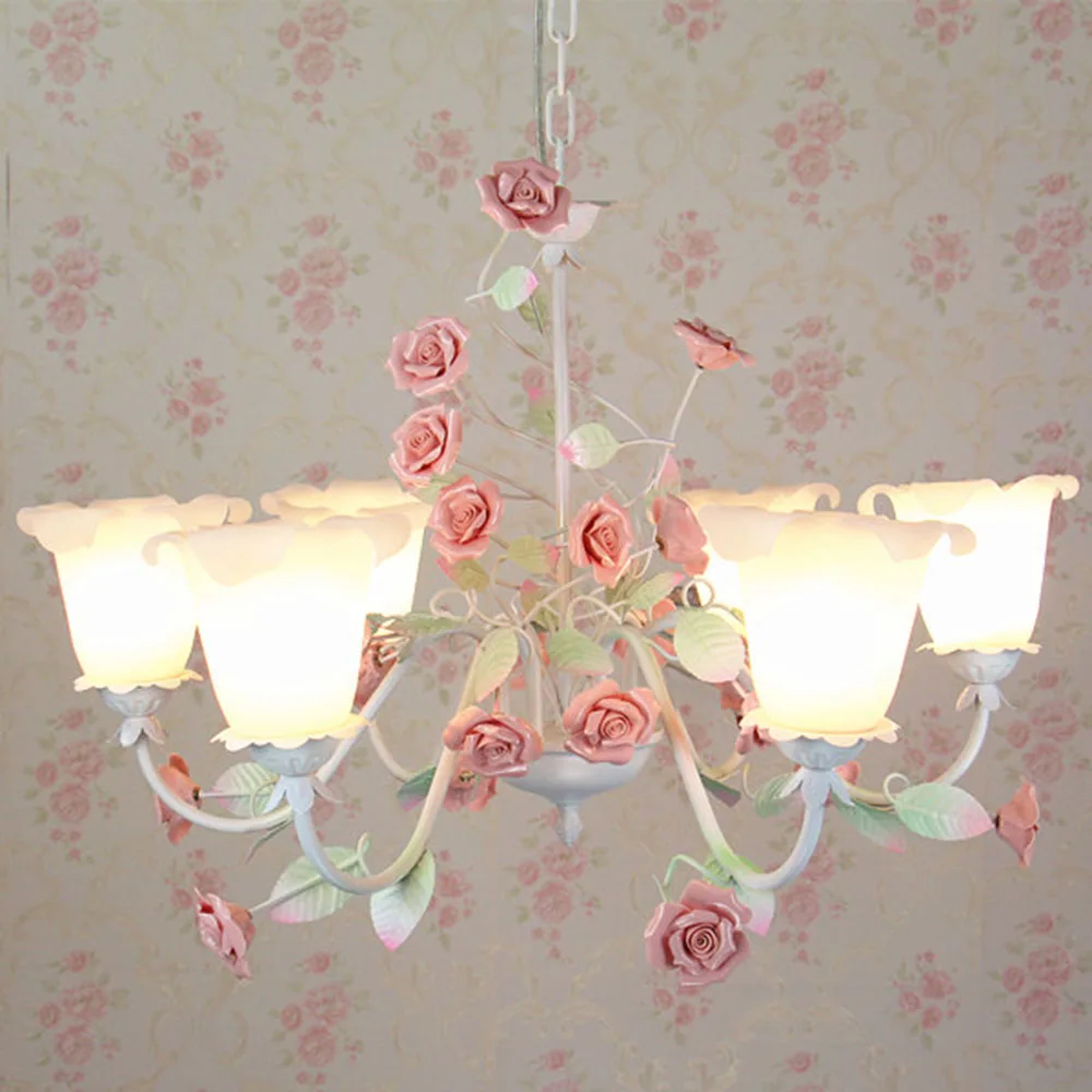 Nursery Chandeliers LED Nursery Suspension Pink Flower Chandelier 110