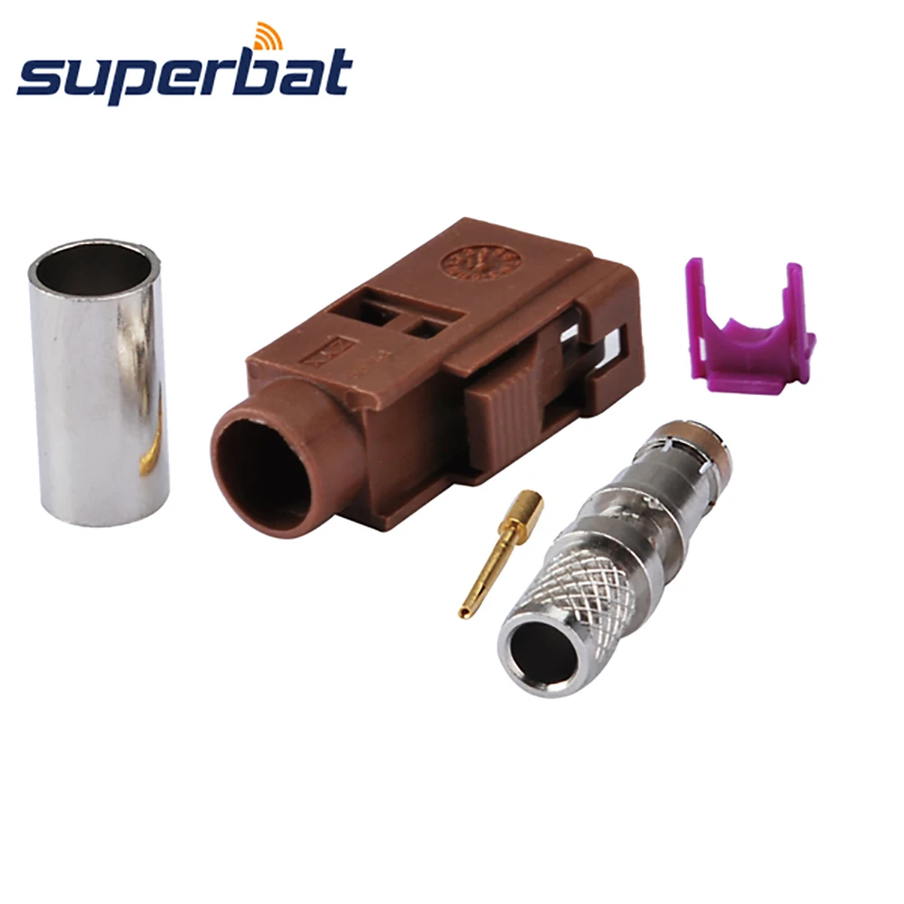 

Superbat Fakra Code F Brown/8011 Jack Female Connector for TV2/SDARS Cable Mount Crimp for Coaxial Cable RG58 LMR195