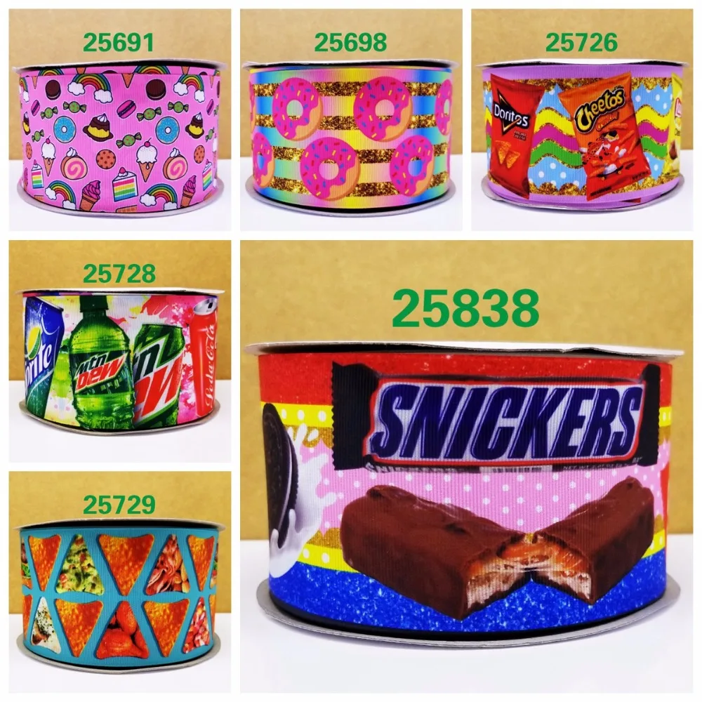 

Free shipping 50 yard per size food ribbon printed grosgrain ribbon 25838