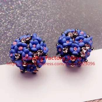

200sets/lot excellent selling ceram rose flower stud earrings hot design korea crystal earrings lady jewelry wholesale earrings