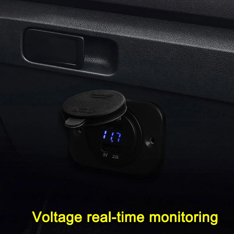 Dual USB Car Charger 5V 4.2A LED Digital Display Charger for Boat Marine Motorcycle F-Best