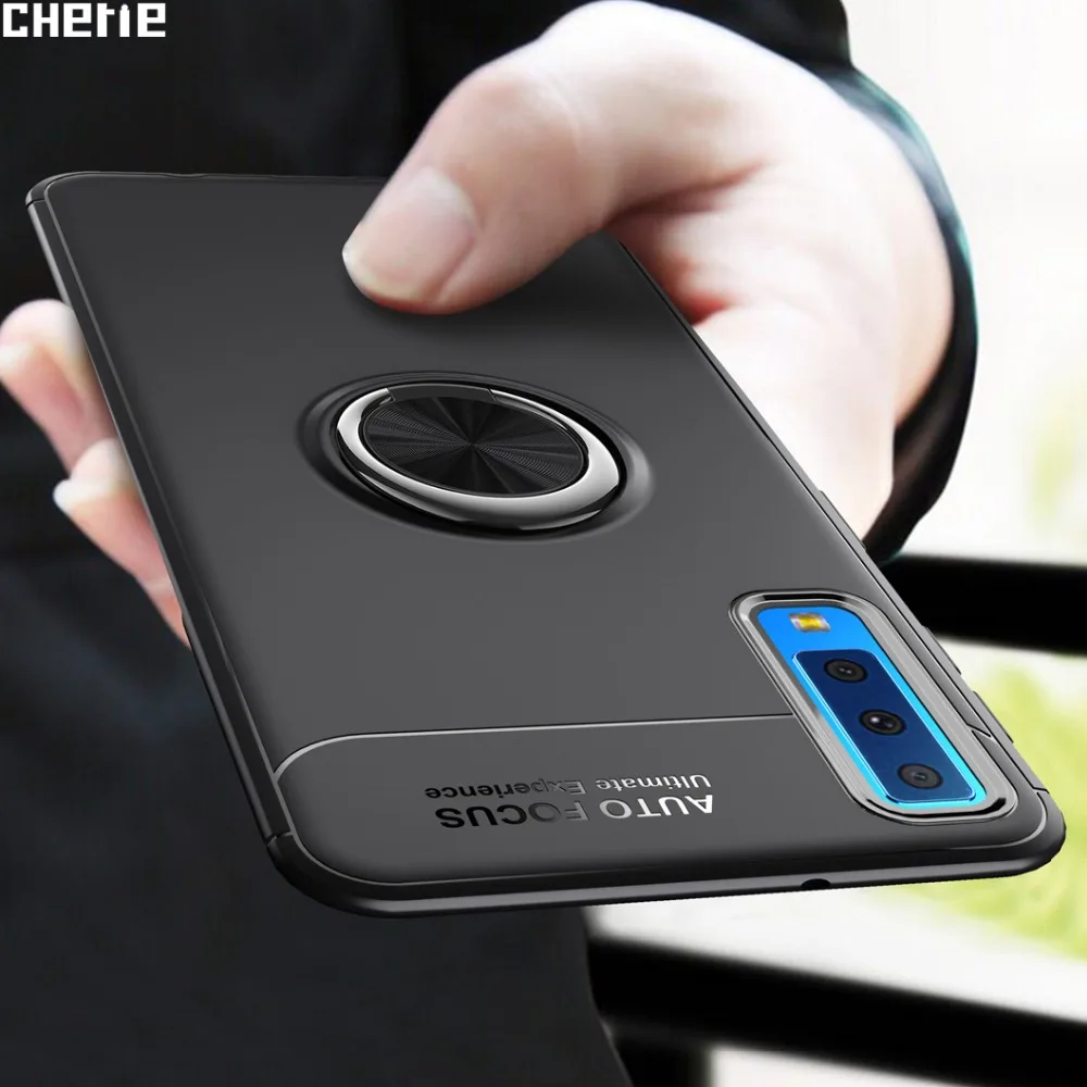 

Matte Cover For Samsung Galaxy A9 2018 Case Protective Finger Ring Holder TPU Soft Silicone Case For Samsung A7 2018 A750 Funda