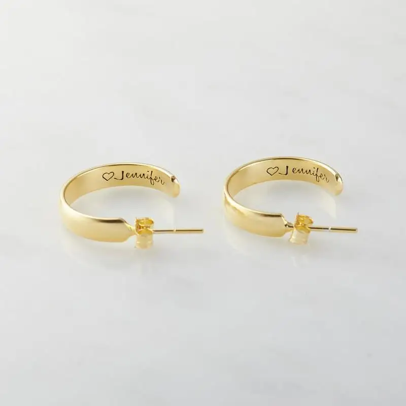 

Hoop Earrings Dainty Hoop Earrings Sterling Silver Personalized Minimalist Earrings Name Hoop Earrings Gift for her Birthday