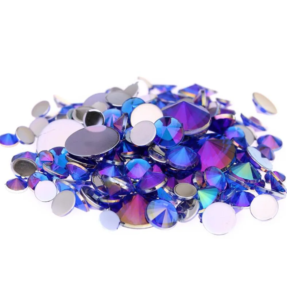 4 мм-10 мм DIY Bling Deep Blue AB Акриловые стразы спутная форма граненый акриловый камень с