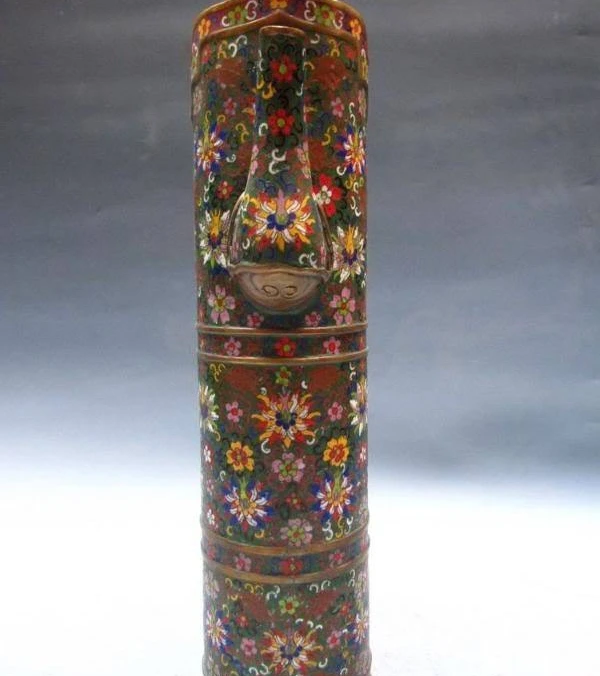 

Tibet 100% Pure Bronze Copper cloisonne Dragon flagon Vase Pot