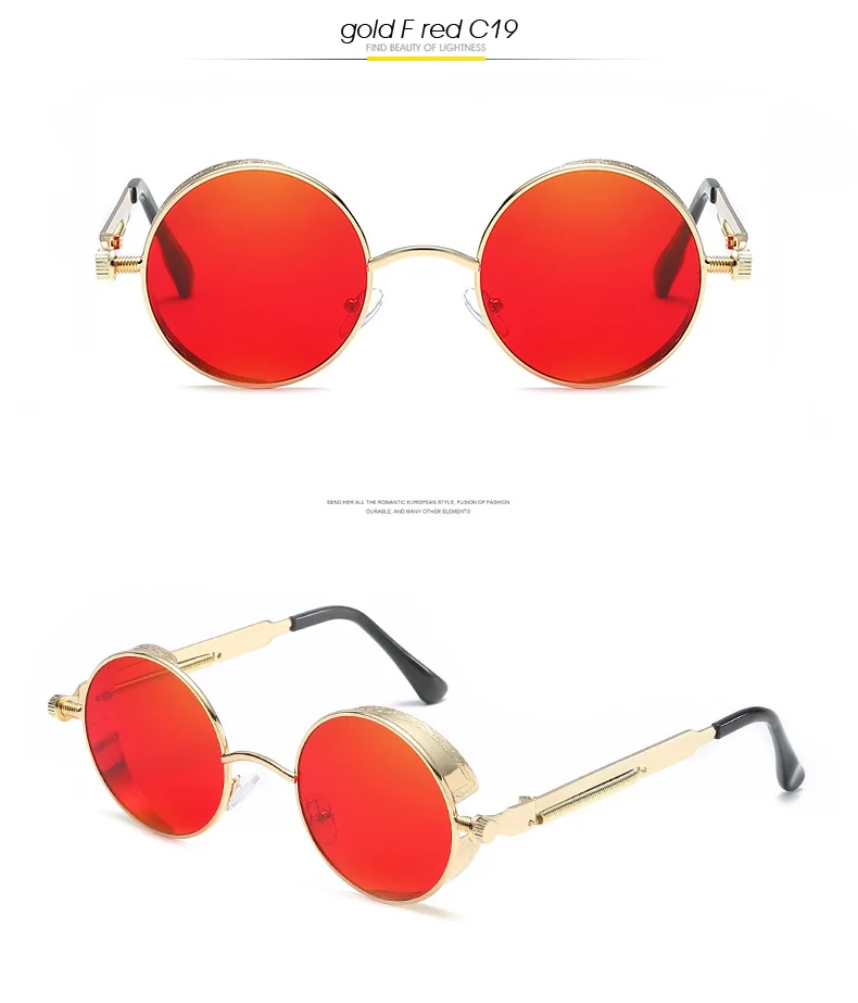 BANSTONE круглые солнцезащитные очки в металлической оправе мужской женский стимпанк модные очки Брендовая дизайнерская обувь в ретро-стиле Винтаж солнцезащитные очки UV400