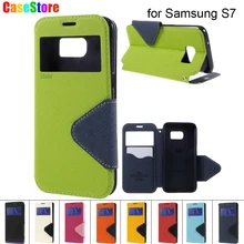 For SamSung Galaxy S7 case ROAR KOREA Diary Window Smart View Leather Stand Phone Cover for Samsung Galaxy S7 + Retail Package