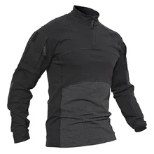 Мужская тактическая футболка Летняя армейская камуфляжная Боевая футболка с длинным рукавом Военная страйкбольная рубашка эластичная Пейнтбольная рубашка