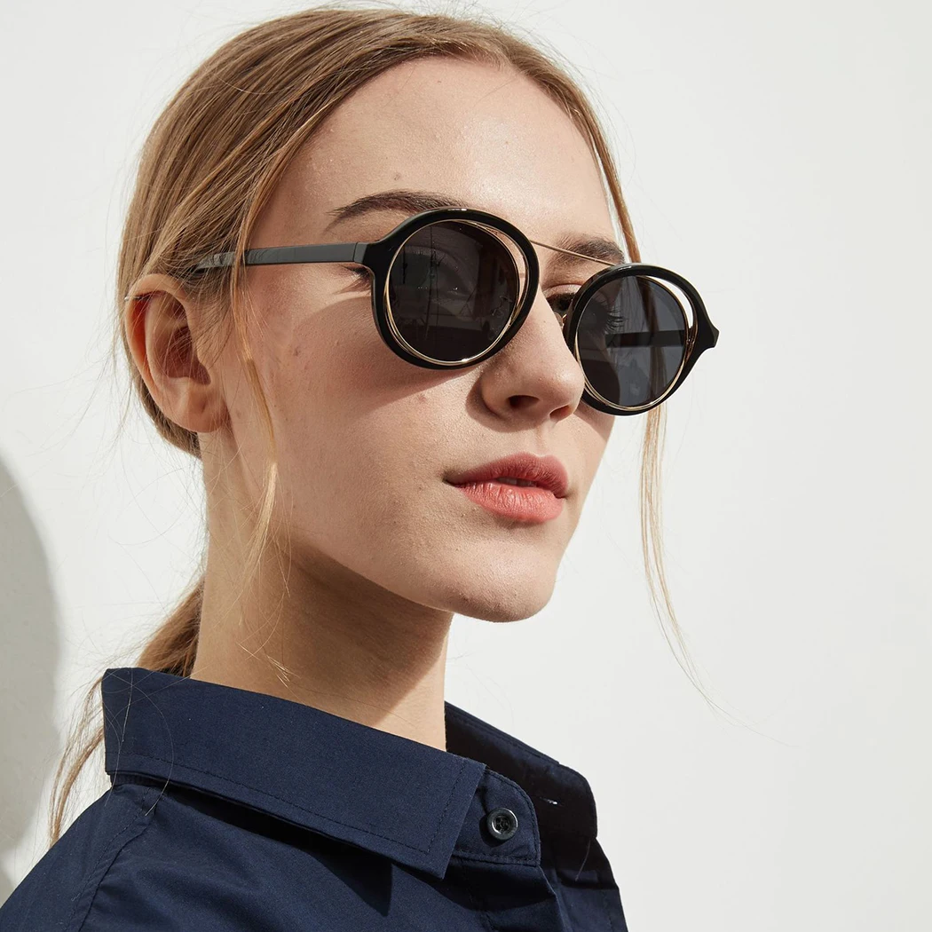 

Chic Brand Luxury Design Clear Lens Shaper Cute Sunglasses 2018 Fashion Women Round Lense Sun Glasses Female Thick Frame Eyewear