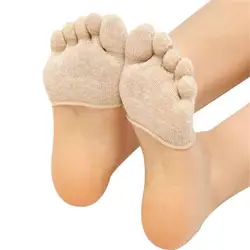 Для женщин носки-невидимки, нескользящие носки ног половина сцепление каблук пять пальцев носки # N05