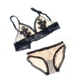 

Women Bra Set Lace Bralette 3/4 Cups Wireless Bra Push Up Plus Size Women Underwear Sets Sexy Lingerie Floral Embroidery Bras