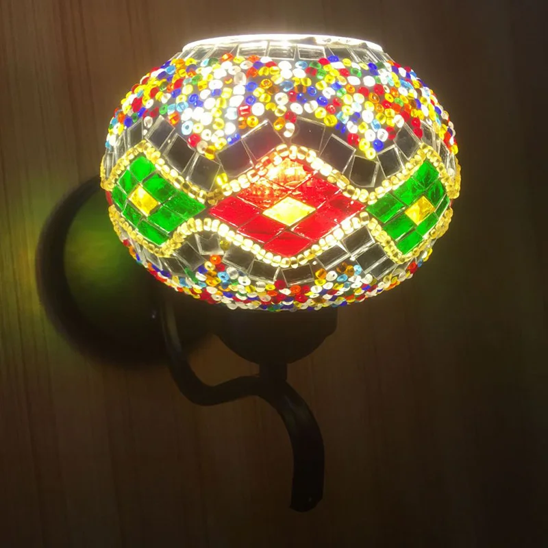 

Turkish Lampshade Wall Lamp 110V 220V Seven Choice LED Wall Lamp Aisle Staircase Retro Wall Lamp sconce bracket light