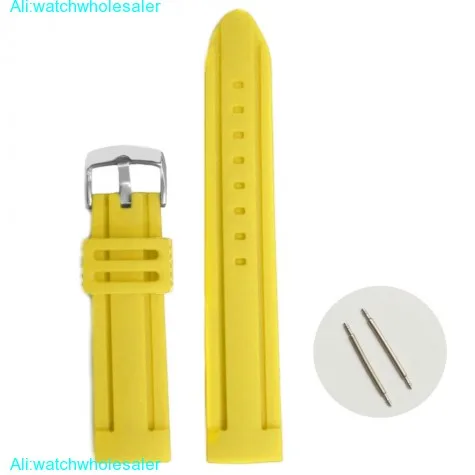 22mm Banana Yellow Silicone Jelly Rubber Lady Men Watch Band Straps WB1072M22JB
