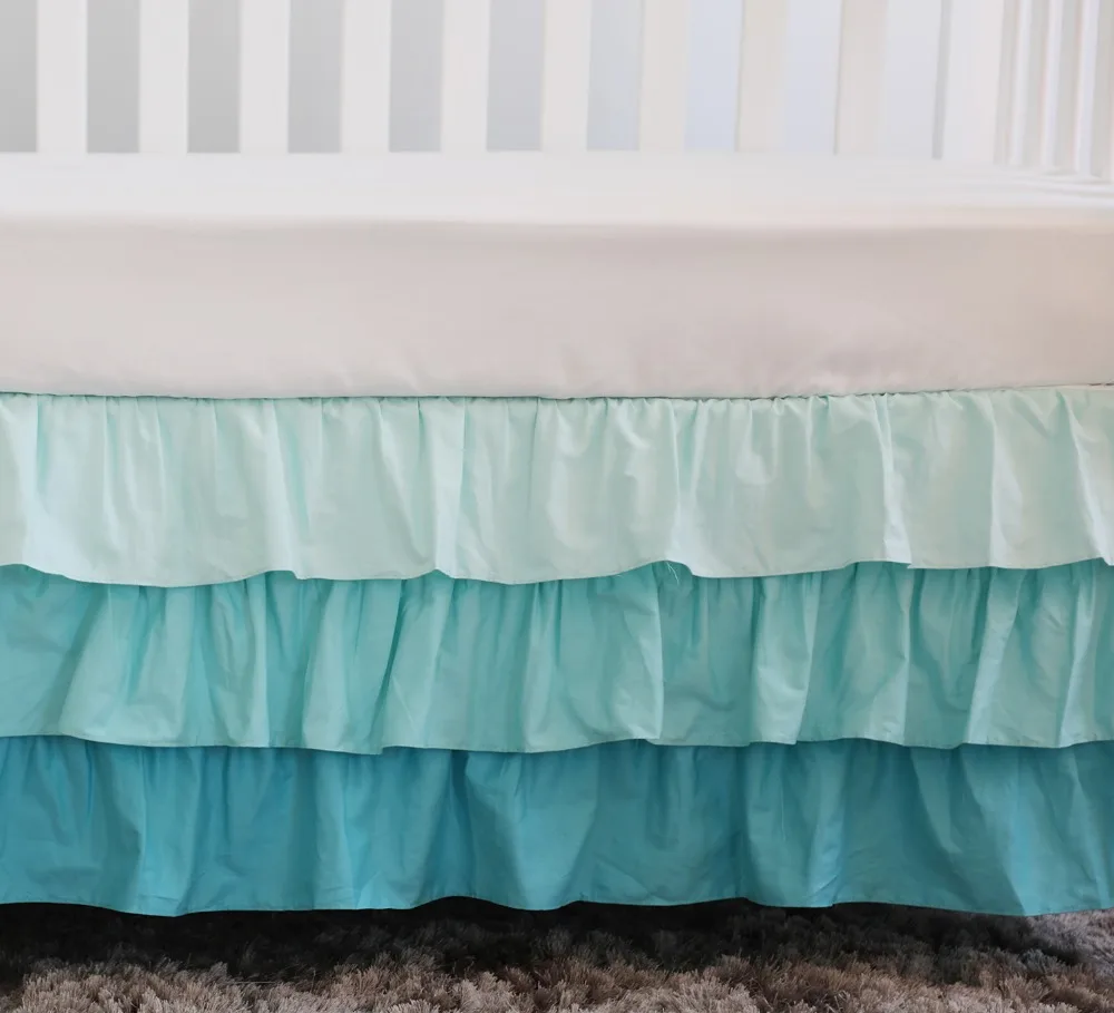 Layer Ruffled Crib Toddler Crib Bed Skirt For Baby Girls Boys