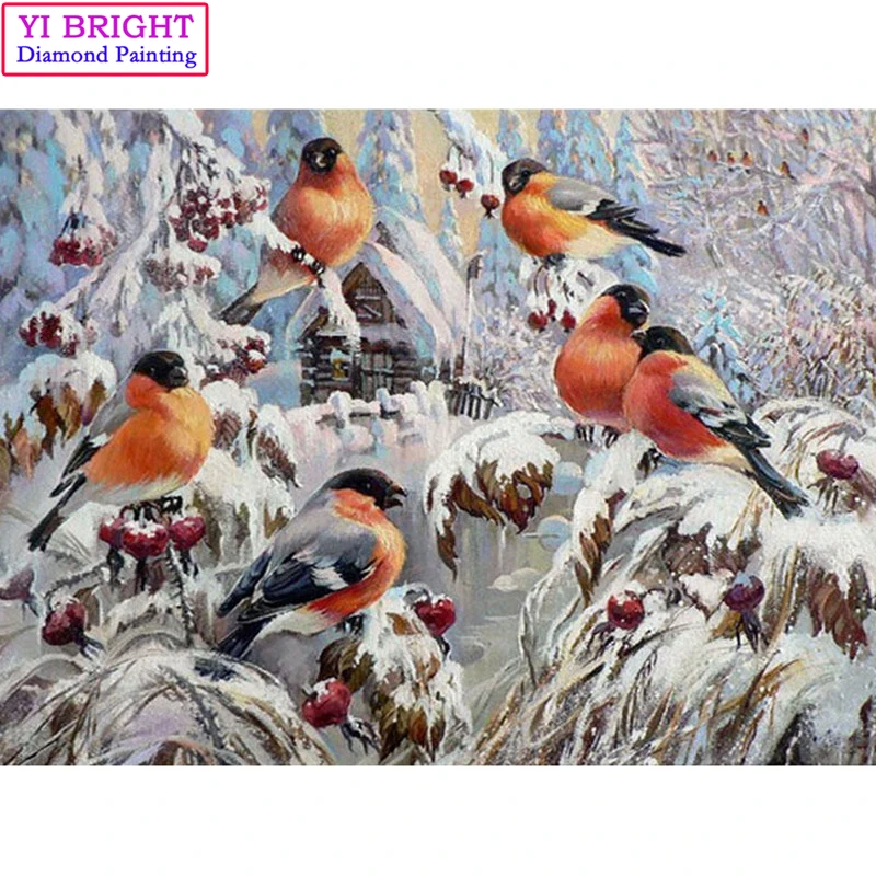 

5D Diy diamond painting cross stitch "Winter Birds" Full Round Diamond embroidery Needlework Rhinestone Mosaic Crafts 1030